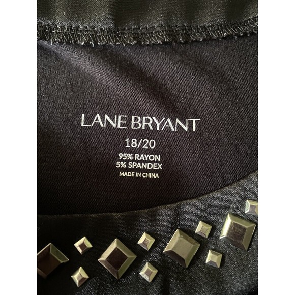 Lane Bryant Sleeveless Asymmetrical Black Tunic Top Size 18/20 Studded Stretchy - Picture 4 of 7